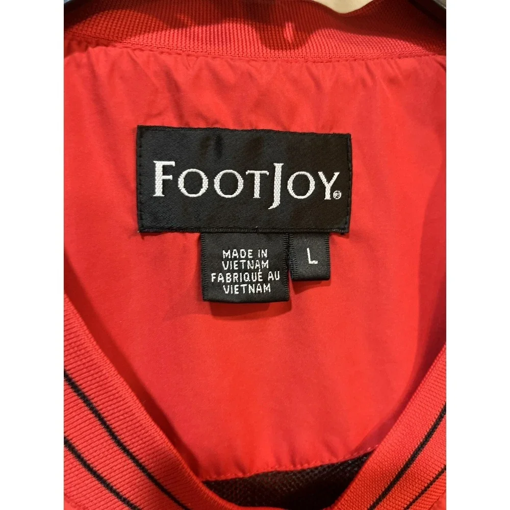 FootJoy Windbreaker Red Long Sleeve Men's Large Red Lined Pullover‎